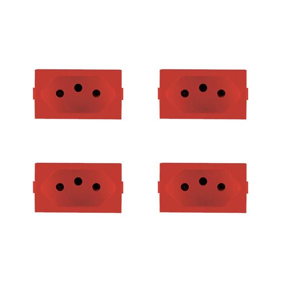 Imagem de Kit C/4 - Modulo Peesa Alfa 1445V Tomada 20A Vermelho