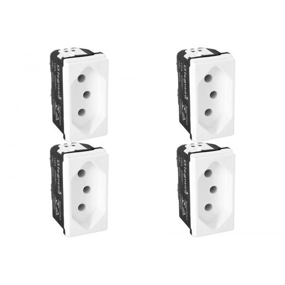 Imagem de Kit C/4 - Modulo Pial Pop Branco 1 Tomada 10A Lg030