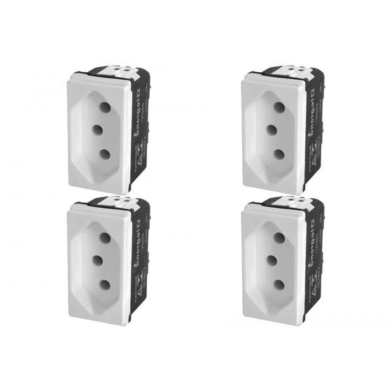 Imagem de Kit C/4 - Modulo Pial Pop Branco 1 Tomada 2P+T 20A. Lg03020