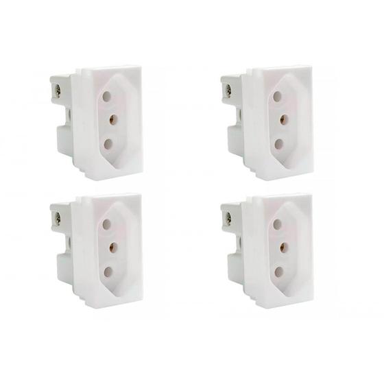 Imagem de Kit C/4 - Modulo Steck Linha Stella 1 Tomada 20A. Branco ...