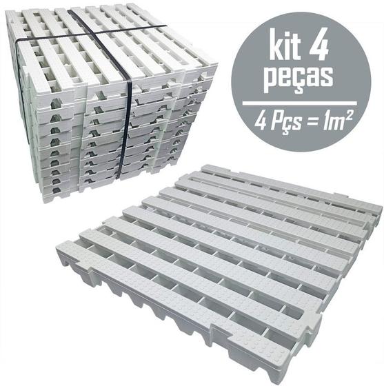 Imagem de Kit c/ 4 Pçs - Pallet Plástico Estrado 4,5 x 50x50 Branco