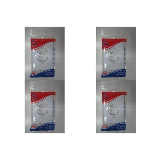 Imagem de Kit C/4 - Placa Perlex Branca 4X2 (2 Tomadas) 23Pl2T