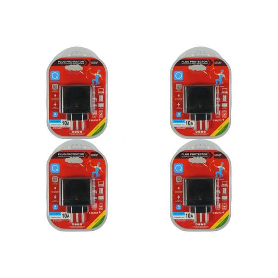 Imagem de Kit C/4 - Protetor De Surto Plug 2P+T 10A Qualitronix Pre...