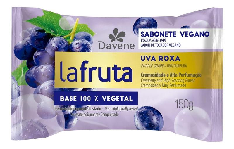 Imagem de Kit c/ 4 Sabao em barra Davene Vegetal Uva Roxa La Fruta