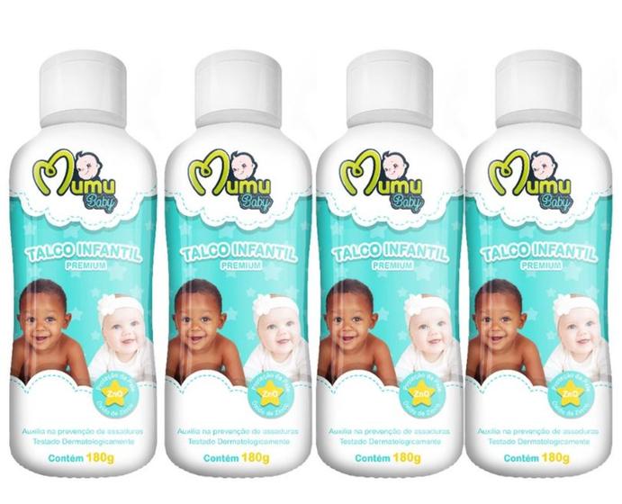 Kit c/ 4 Talco infantil Premium Mumu Baby 180g - Máxima proteção Para Seu Bebê Menor preço em Kit c/ 4 Talco infantil Premium Mumu Baby 180g - Máxima proteção Para Seu Bebê