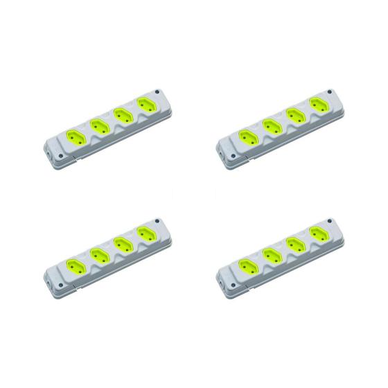 Imagem de Kit C/4 - Tomada Barra Fiolux C Quadr 2P 20A Cinza