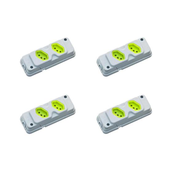 Imagem de Kit C/4 - Tomada Barra Fiolux   Dupla 20A 2 Polos+Terra C...