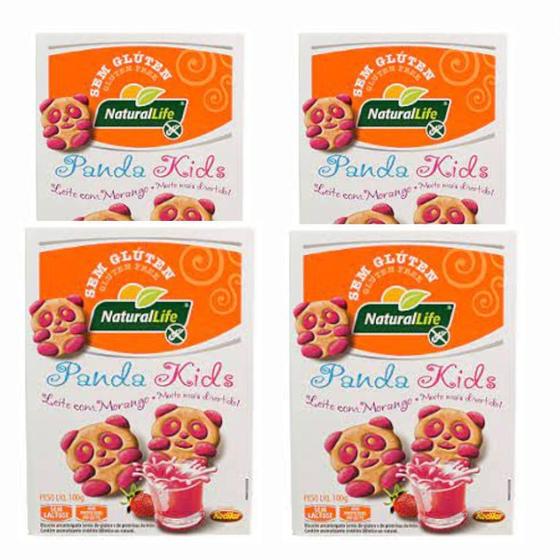 Imagem de Kit C/4 Unidades De Panda Natural Life Leite Morango 100G