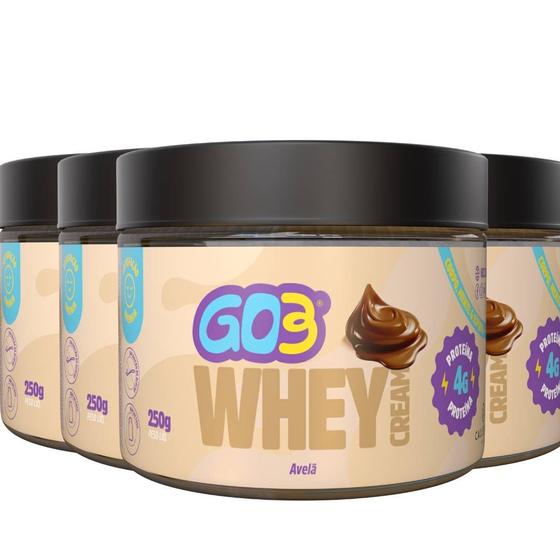 Imagem de KIT C/4 Whey Cream da Go3 Sabor Avelã 250g Pré/Pós Treino