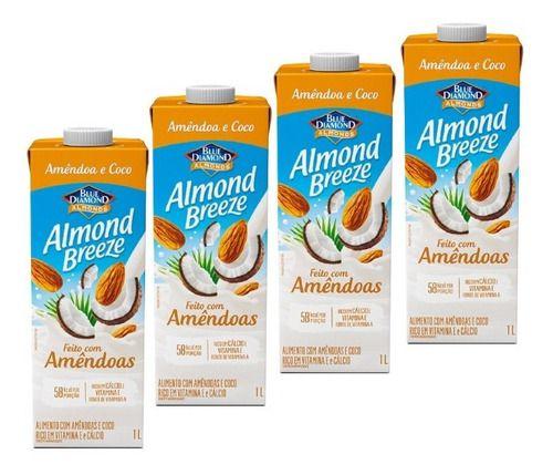 Imagem de Kit C/4uni Bebida Vegetal Almond Breeze Amêndoa E Coco 1l