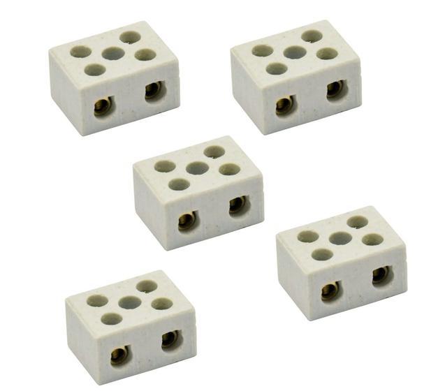 Imagem de Kit C/ 5 Conector Louça Porcelana Bipolar Fios 16mm Germer