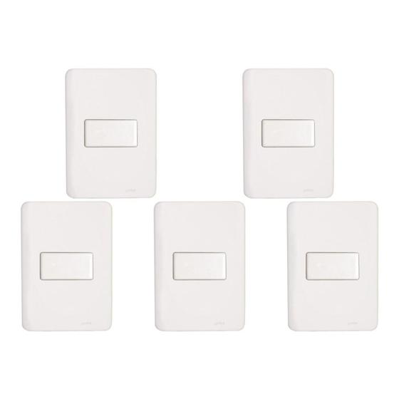 Imagem de Kit C/5 - Conjunto Perlex Aros 4X2 Branco Com Placa(1Simp...