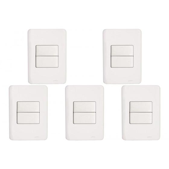 Imagem de Kit C/5 - Conjunto Perlex Aros 4X2 Branco Com Placa(2Simp...