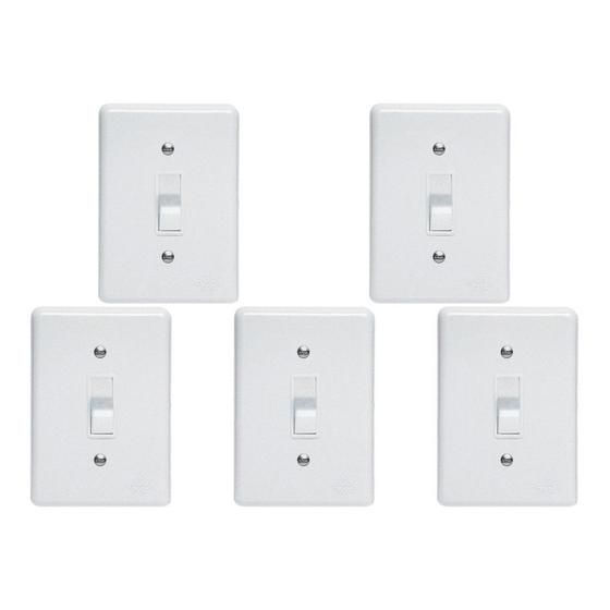Imagem de Kit C/5 - Conjunto Perlex''Branca''Com Placa(1Bipolar) 2306