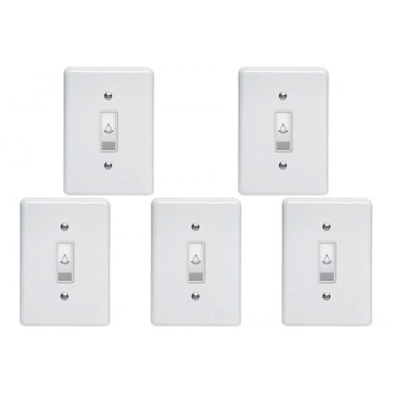Imagem de Kit C/5 - Conjunto Perlex''Branca''Com Placa(1Campainha) ...