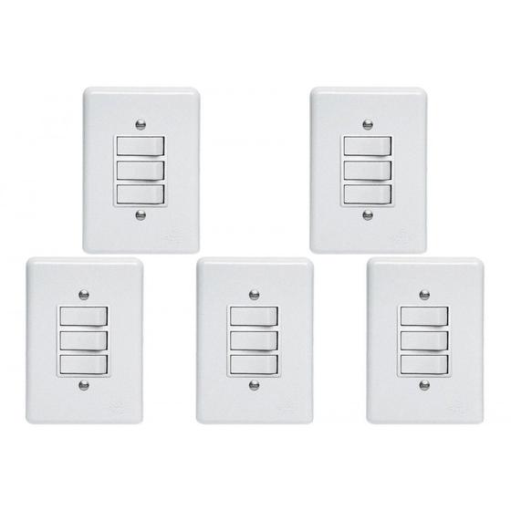 Imagem de Kit C/5 - Conjunto Perlex''Branca''Com Placa(3Simples) 2383