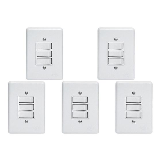 Imagem de Kit C/5 - Conjunto Perlex''Branca''Com Placa(3Simples) 2383