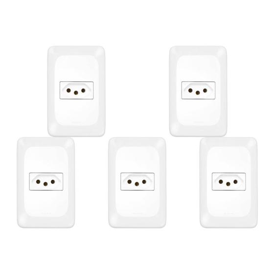 Imagem de Kit C/5 - Conjunto Pial Pop 4X2 Branco Com Placa (1Tomada...