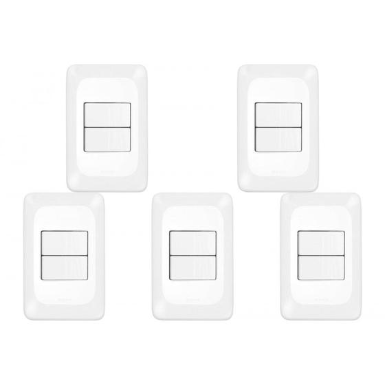 Imagem de Kit C/5 - Conjunto Pial Pop 4X2 Branco Com Placa (2Simple...