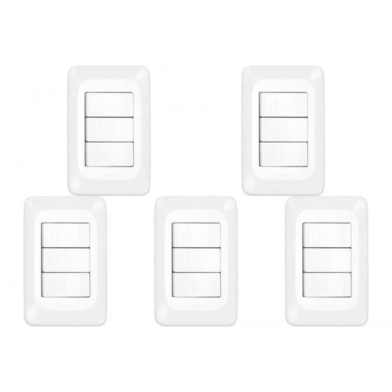 Imagem de Kit C/5 - Conjunto Pial Pop 4X2 Branco Com Placa (3Parale...