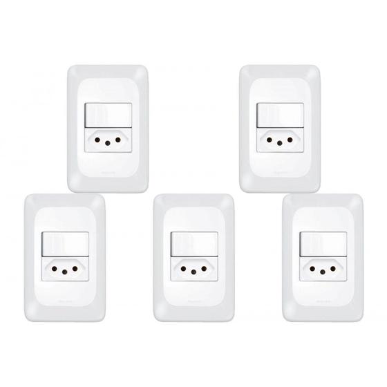 Imagem de Kit C/5 - Conjunto Pial Pop Modulo Com Placa 4X2 - 1 Simp...