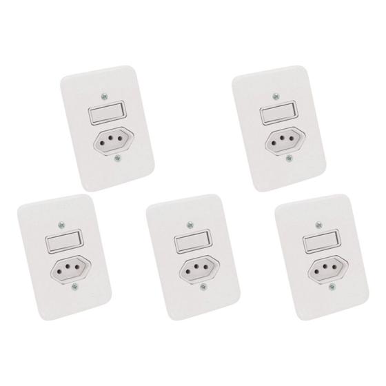 Imagem de Kit C/5 - Conjunto Radial Pollar 1901218 1S 1Tomada 20A
