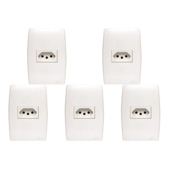 Imagem de Kit C/5 - Conjunto Soprano Ilus 4X2 Branco Com Placa(1Tomada(s) ..
