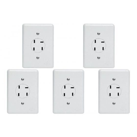 Imagem de Kit C/5 - Conjunto Tomada Fone Perlex''Branca''Com Placa 2360