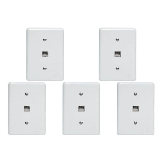 Imagem de Kit C/5 - Conjunto Tomada Fone Perlex''Branca''Com Placa(...
