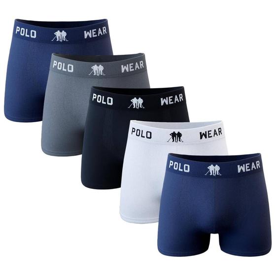 Kit C/ 5 Cuecas Boxer Polo Wear Lisa Microfibra Imagem de Kit C/ 5 Cuecas Boxer Polo Wear Lisa Microfibra