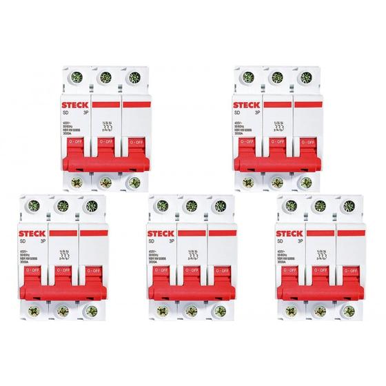 Imagem de Kit C/5 - Disjuntor Steck Din Tripolar 63A Sd63 C 3Ka