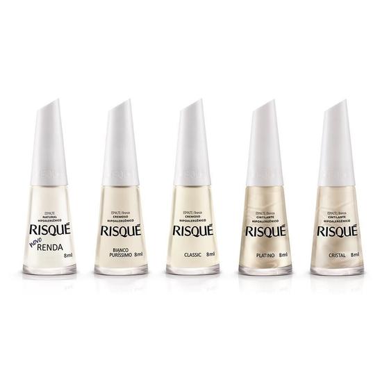 Kit C/5 Esmaltes Risqué Tons De Branco Para Francesinha - Risque ...