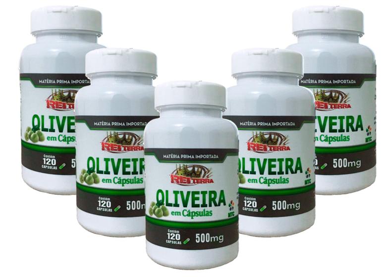 Kit C 5 Extrato De Oliveira 500mg 600 Cáps Rei Terra Reiterra Cúrcuma Em Cápsula 7728