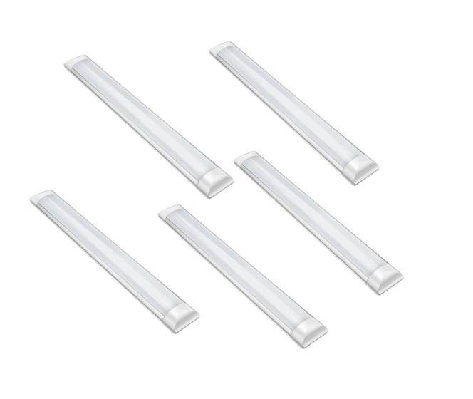 Kit C/ 5 Luminárias Flat Led 40w 120cm 6500k Calha Startec Luminária