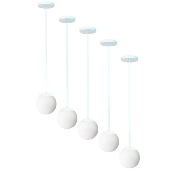 Imagem de Kit c/5 lustre pendente globo jabuticaba stuttgart branco