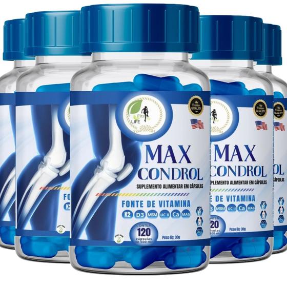 Imagem de KIT C/5 Max Condrol MSM Ácido Hiarulônico 120 Cáps Fits Life