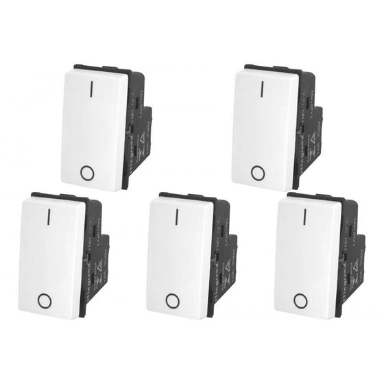 Imagem de Kit C/5 - Modulo Pial Pop Branco Simples Bipolar 10A Lg010B