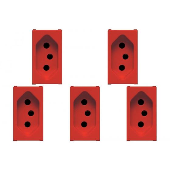 Imagem de Kit C/5 - Modulo Soprano Ilus (Tomada 10A Vermelho)  5Ub9...