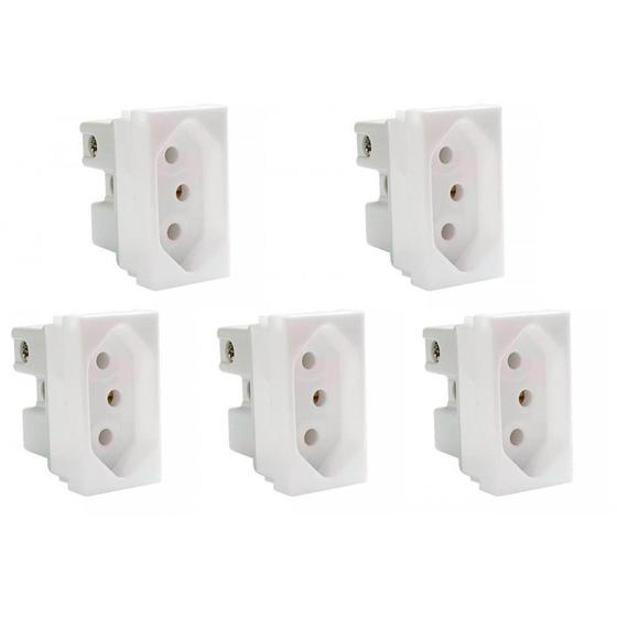 Imagem de Kit C/5 - Modulo Steck Linha Stella 1 Tomada 10A. Branco ...
