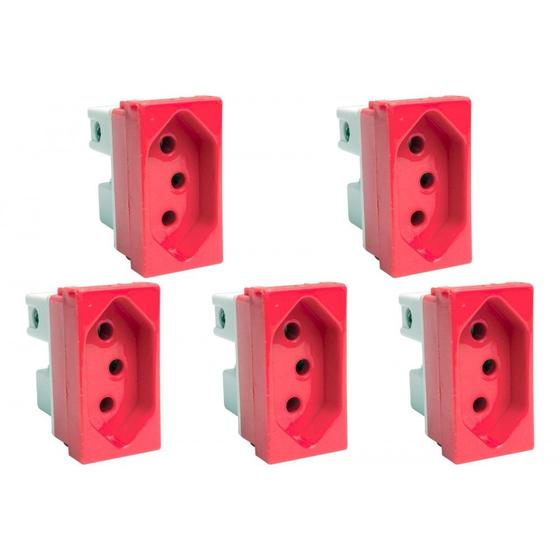Imagem de Kit C/5 - Modulo Steck Linha Stella 1 Tomada 20A. Vermelh...