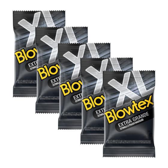 Imagem de Kit c/ 5 Pacotes Preservativo Blowtex Extra Grande c/ 3 Un Cada