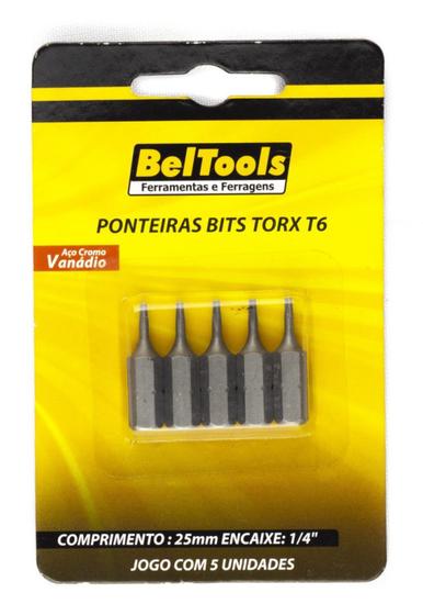Imagem de Kit c/ 5 Ponta Bit Torx 25mm X 1/4 XT6 Beltools