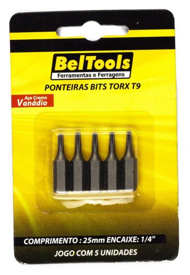 Imagem de Kit c/ 5 Ponta Bit Torx 25mm X 1/4 XT9 Beltools