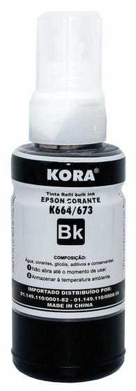 Imagem de Kit c/ 5 Refil Tinta Kora Bulk Ink Compativel Epson 664 Bk Preto 70 ml Masterprint