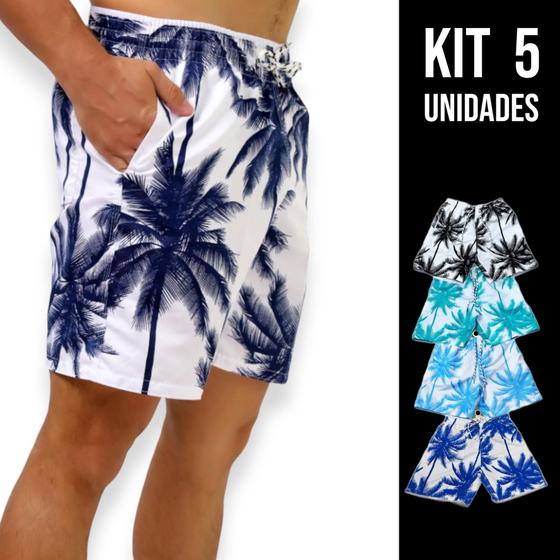 Imagem de Kit c/5 Shorts Bermuda Tactel Praia Mauricinho Masculina COQUEIRO 2 732