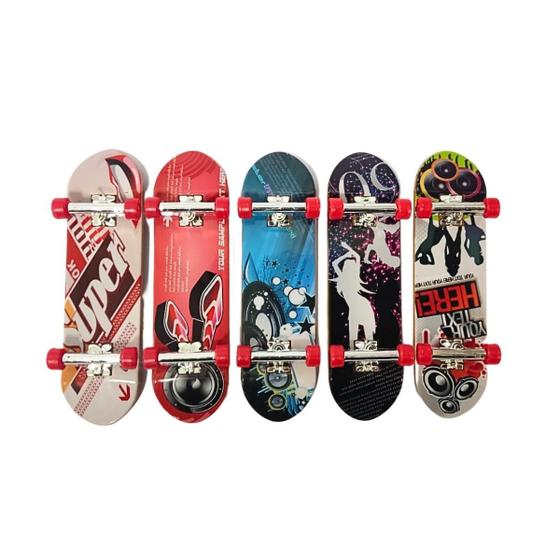 Imagem de Kit C/5 Skate de Dedo Divertido Fingerboard Sk8 Truck Lixa