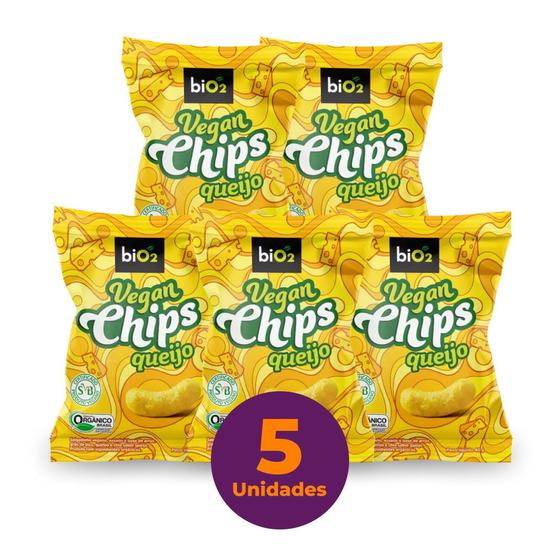Imagem de Kit c/ 5 Snack Vegano Orgânico Sem Glúten biO2 Vegan Chips Queijo 40g
