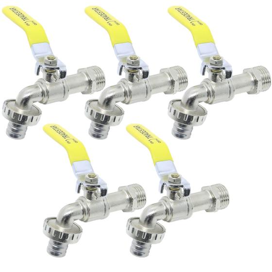 Imagem de Kit C/ 5 Torneira Esfera Jardim C/ Bico 1/2 X 3/4 Metal