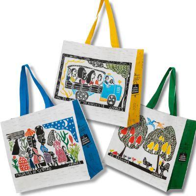 Imagem de Kit C/ 50 Ecobags Sacolas De Ráfia Retornável 40x35x18