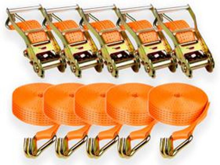 Kit C/ 5cinta Catraca 5 Ton 50mm 10metro Caminhão Amarração Menor preço em Kit C/ 5cinta Catraca 5 Ton 50mm 10metro Caminhão Amarração